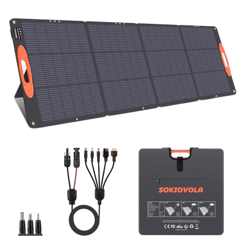 SOKIOVOLA N-Type 16BB 200W Portable Solar Panel for EF/Jackery/Bluetti/Anker Power Station Foldable Solar Panel 25% High Efficiency IP68 Waterproof for Outdoor Trip RV Camping Blackout Off Grid