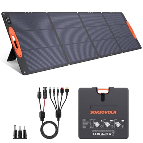 SOKIOVOLA N-Type 16BB 220W Portable Solar Panel for EF/Jackery/Bluetti/Anker Power Station