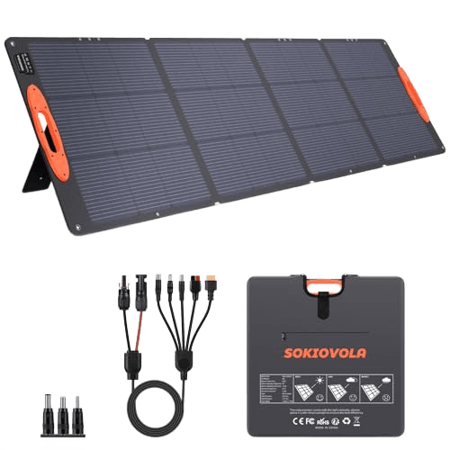 SOKIOVOLA N-Type 16BB 220W Portable Solar Panel for EF/Jackery/Bluetti/Anker Power Station